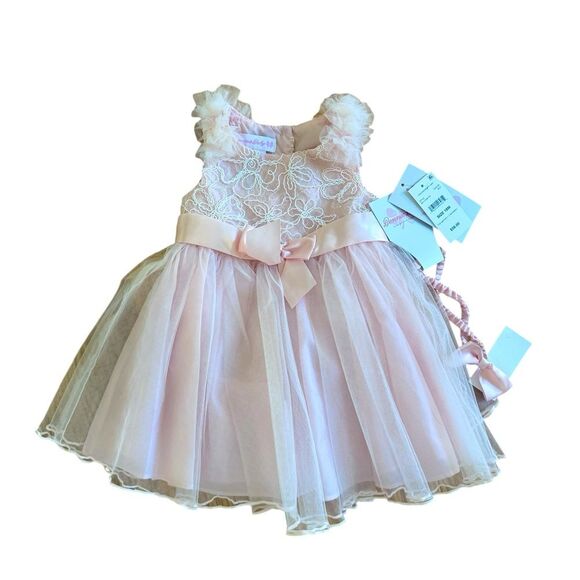 Bonnie Baby Other - Bonnie Baby Girls Dress Blush Pink Embellished Fancy Headband Size 18m NWT